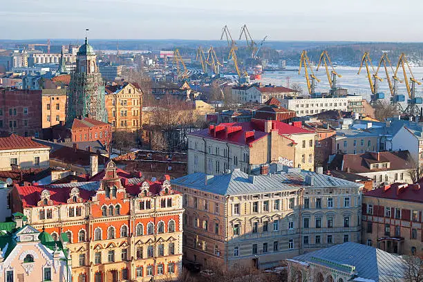 View of Vyborg from the tower in the spring,2016 year