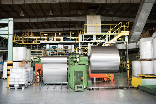 Conveyor belt equipment in big chemical plant. Production of nitrogen fertilizers.