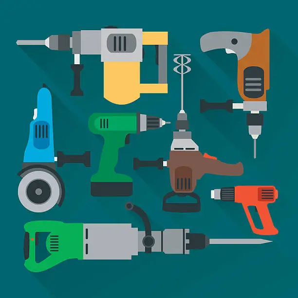 Vector illustration of Concept builders tools modern flat background