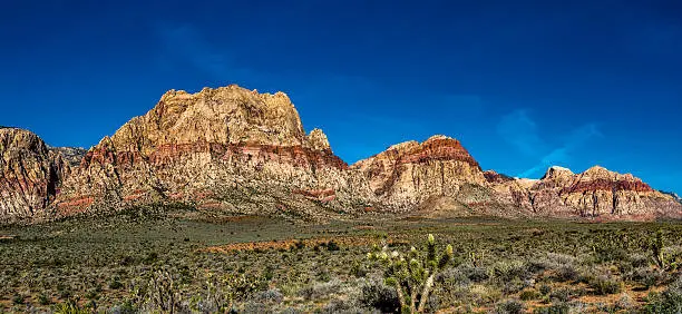 Panoramic view of the mountain range on the Red Rock Canyon loop near Las Vegas, NV.