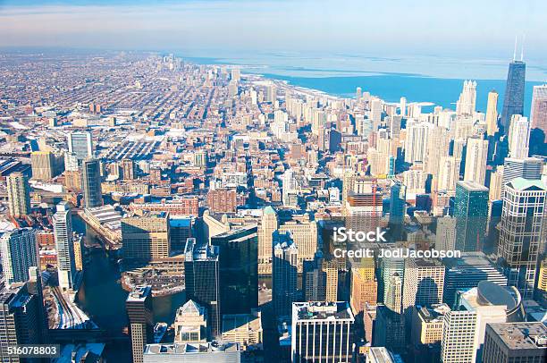 Aerial View Of Chicago Illinois Stock Photo - Download Image Now - Aerial View, Building Exterior, Built Structure