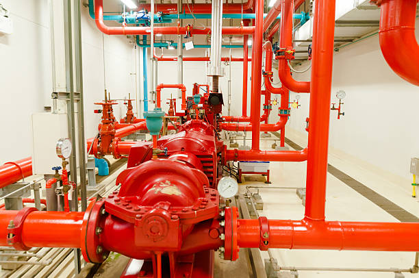 istock Water pumping station and industrial interior pipes 516079545