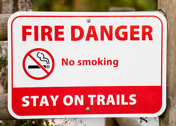 istock Sign and Symbol FIRE DANGER No Smoking STAY ON TRAILS 516080945