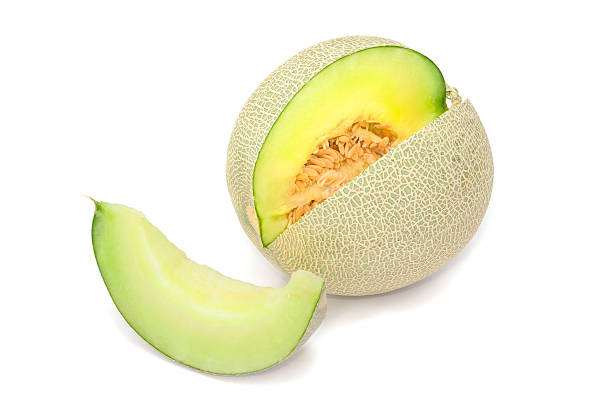 istock Sliced Cantaloupe melon on White Background 516082125
