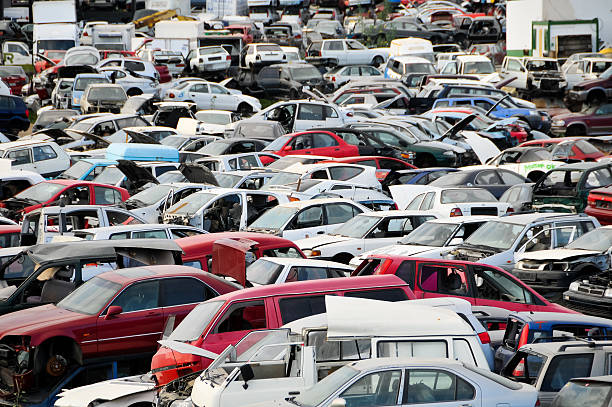istock Old Junk Cars On Junkyard 516082691