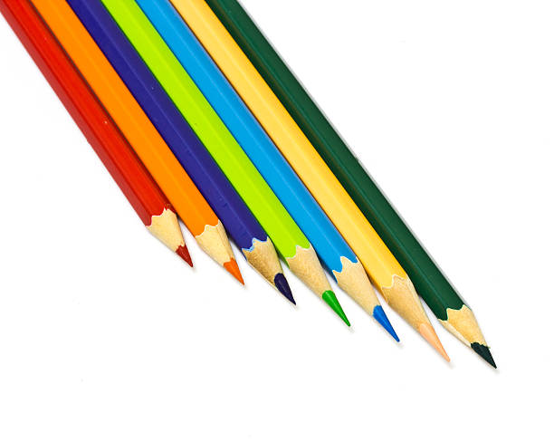istock Colour pencils on white background close up 516083071