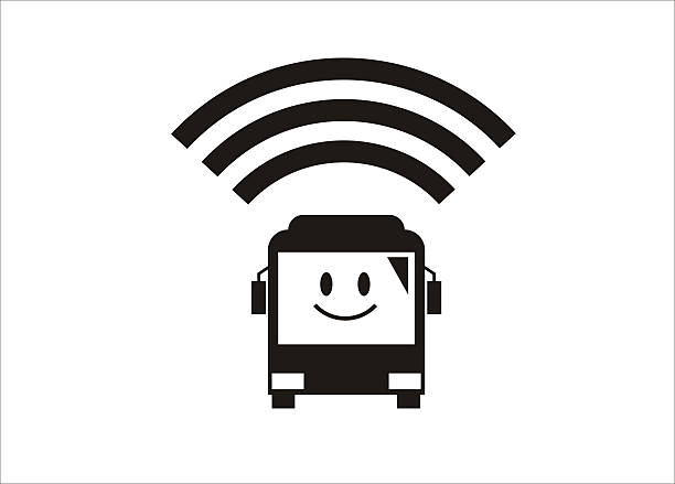 illustrations, cliparts, dessins animés et icônes de accès une connexion wi-fi et prestation sur un bus - working smiling equipment car