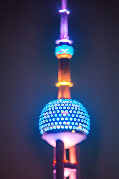 istock The Oriental Pearl tower distorted at night 516103922