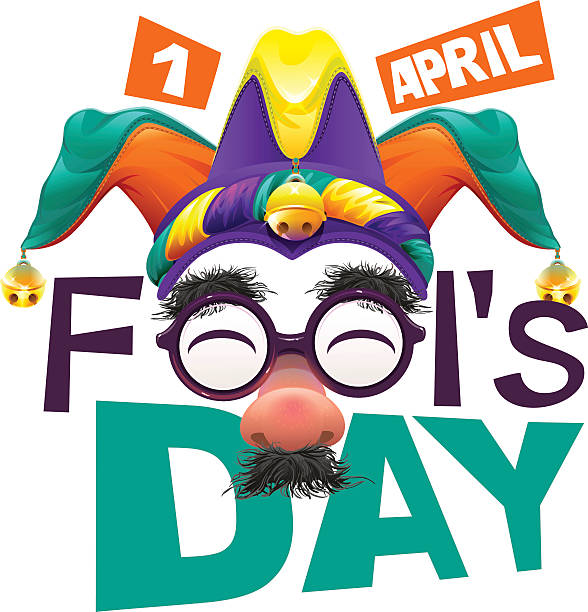 Funny glasses nose. April Fools Day lettering text for card Funny glasses nose. April Fools Day lettering text for greeting card. 1 April Fools Day. Isolated on white vector illustration fool stock illustrations