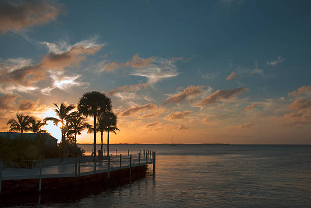 Sunset in Key Largo The sun sets over a dock in Key Largo key largo stock pictures, royalty-free photos & images