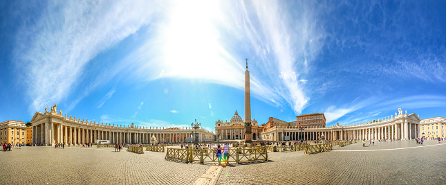 Vatican, Italy - May 07, 2015 - Tourists were in Saint Peter's Square to visit St. Peter's Basilica in Vatican city.
