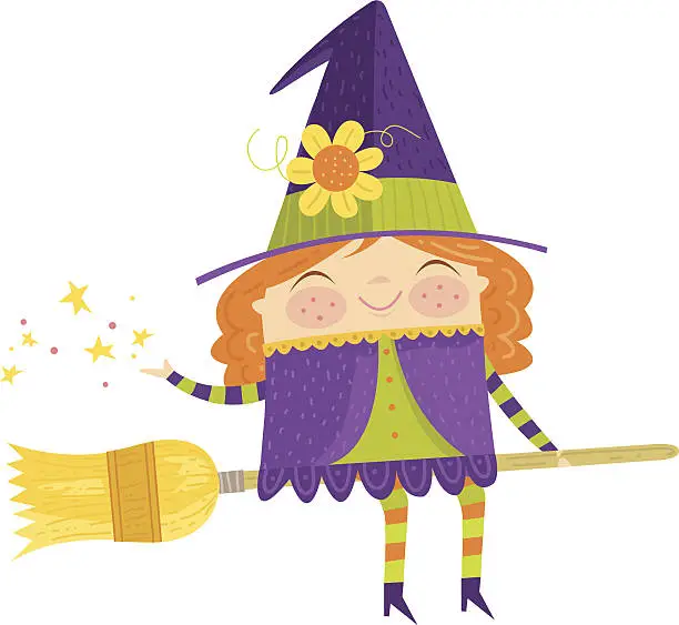 Vector illustration of Cute Little Witch