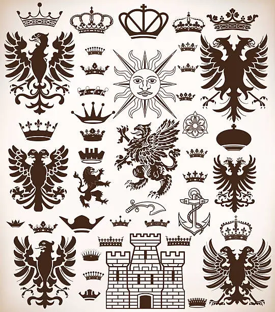 Vector illustration of Vector. Heraldic elements