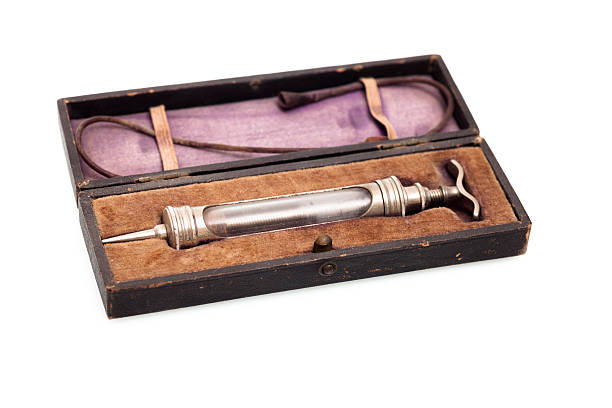Antique syringe in its box.