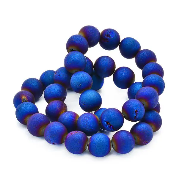 Natural agate druzy beads in a bright blue color.