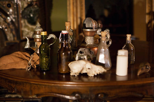 vintage still life with antique teapots