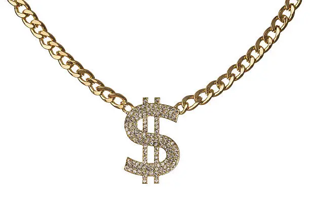 Photo of Golden chain with diamond dollar symbol