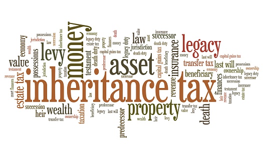 Inheritance tax - personal finance issues and concepts tag cloud illustration. Word cloud collage concept.