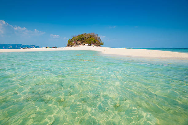 istock Beautiful tropical sand beach against the blue sky. 516137262
