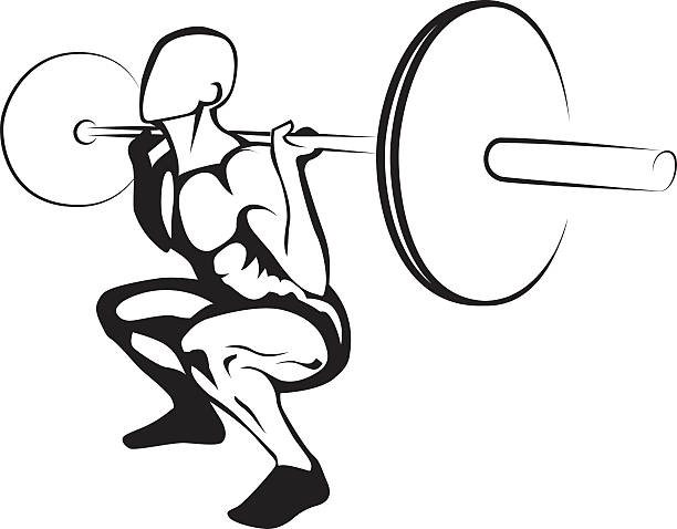 역도 스쿼트. 벡터 일러스트레이션 - strongman weightlifting human muscle men stock illustrations