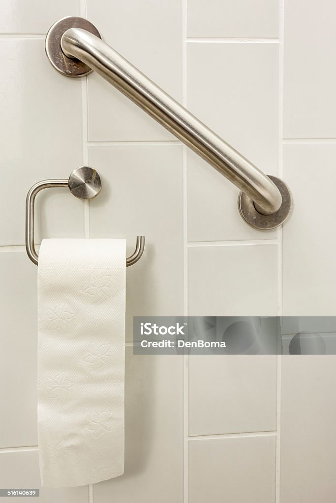 toilet paper bar in an invalid toilet is there an bar and toilet paper Bathroom Stock Photo