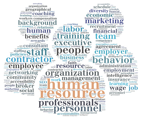 Words defining human resource in a symbol.