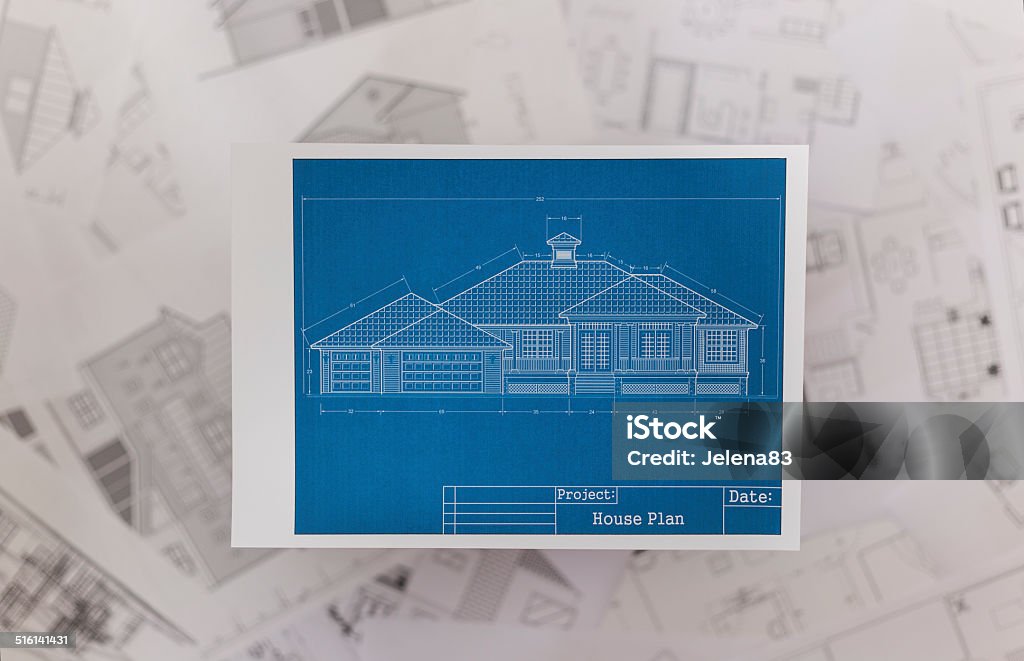 Blueprints Architect Stock Photo