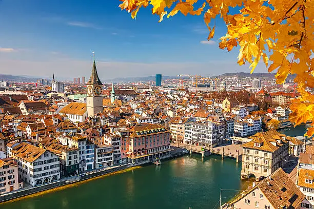 Downtown of Zurich at sunny day