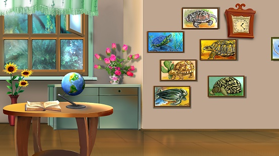 Room Interior With Turtle Pictures Stock Illustration - Download Image ...