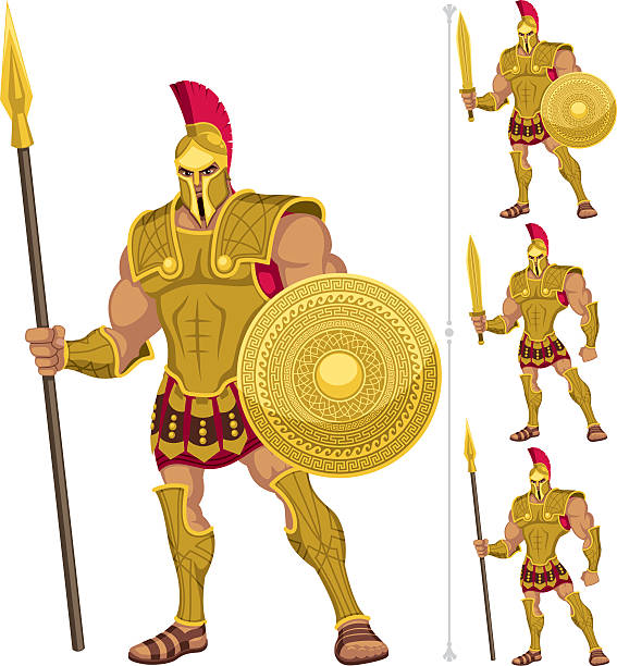 Greek Hero Greek hero isolated on white. On the right are 3 additional versions of him. ulysses stock illustrations