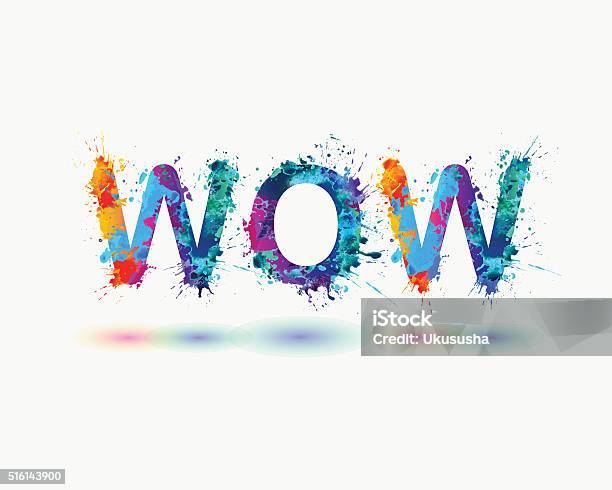 Word Wow Rainbow Splash Paint Sign Stock Illustration - Download Image Now - Awe, Authority, Excitement