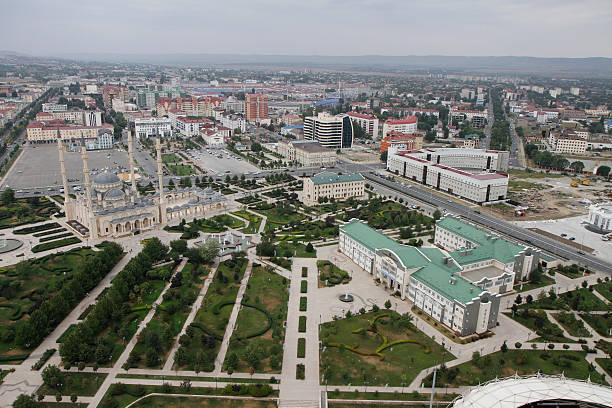 view of central grozny - kadyrov stok fotoğraflar ve resimler