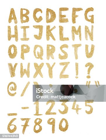 istock Gold foil hand drawn alphabet 516144340