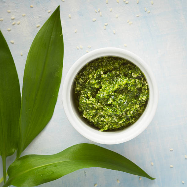 istock Wild garlic and sesame seeds pesto sauce 516144972