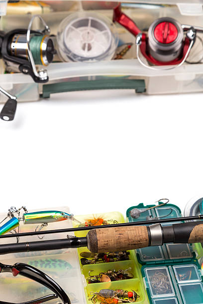 istock fishing tackles composition in frame look from top 516146098