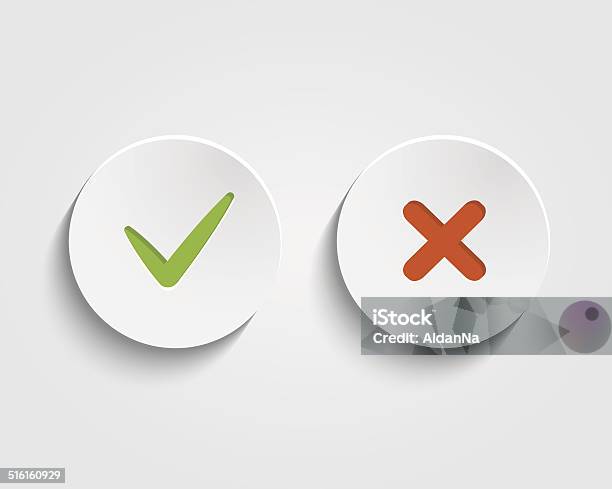 Vector Yes No Checkmark On Buttons Or Circles Stock Illustration - Download Image Now - Yes - Single Word, Negative Emotion, Positive Emotion