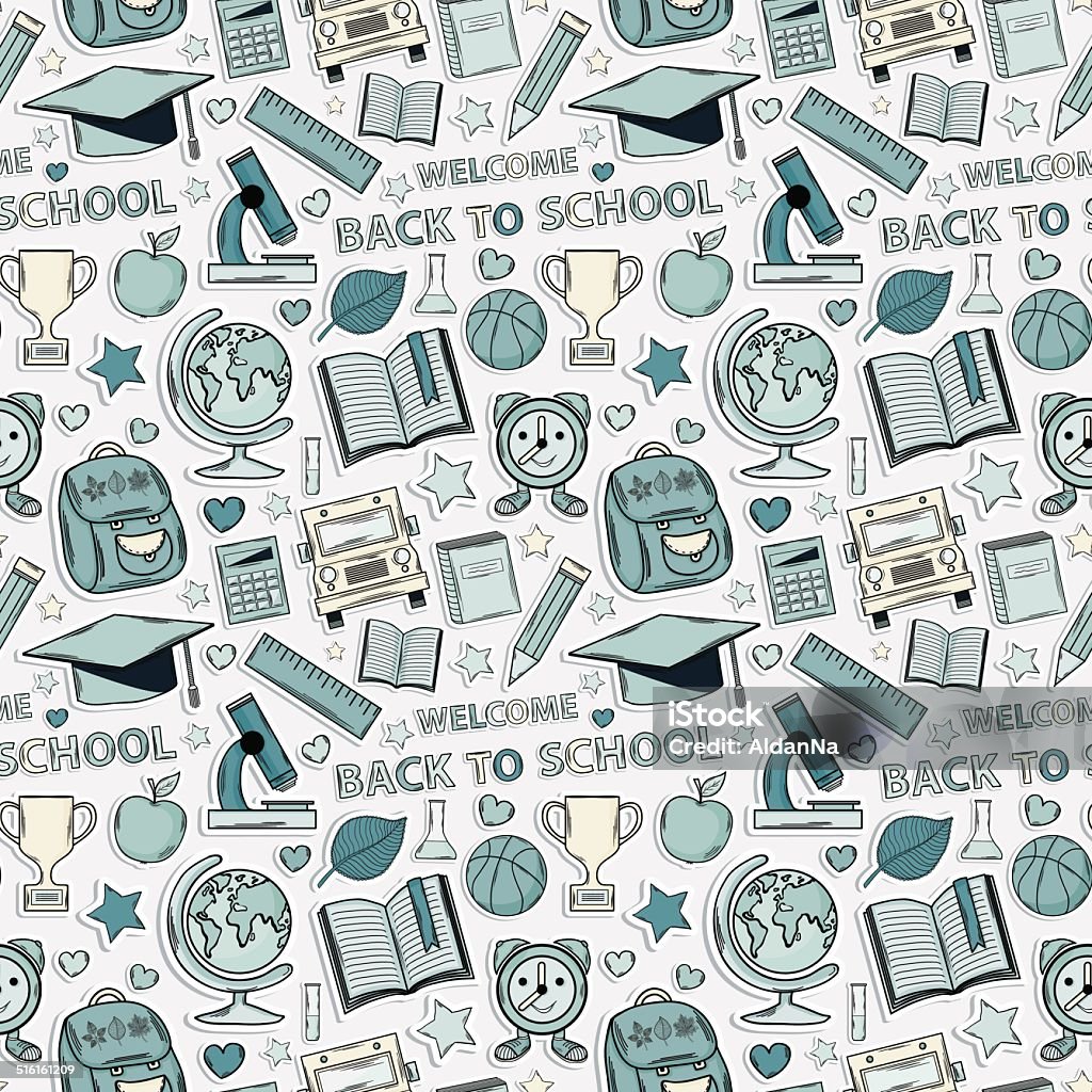 Sticker Achool Design Sticker School Pattern Themed Design With Different Elements Stock ...
