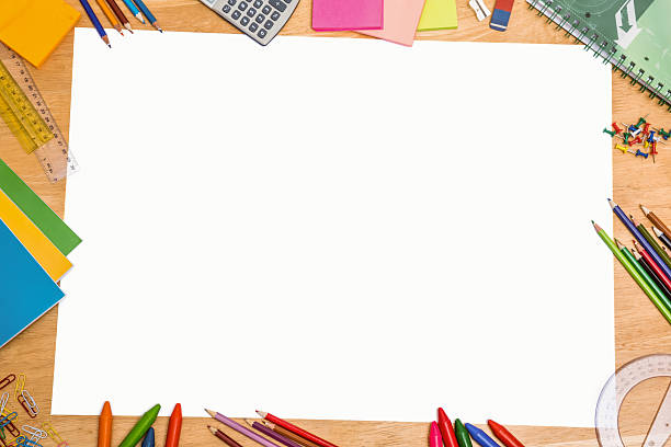 istock Overhead shot of pupils desk 516163303