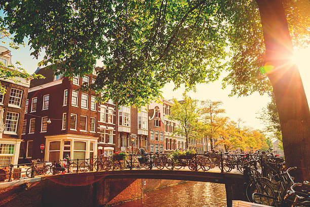 구름다리 네덜란드 암스테르담 - amsterdam canal netherlands dutch culture 뉴스 사진 이미지