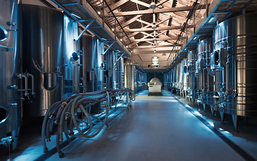 interior photo of contemporary winemaker factory