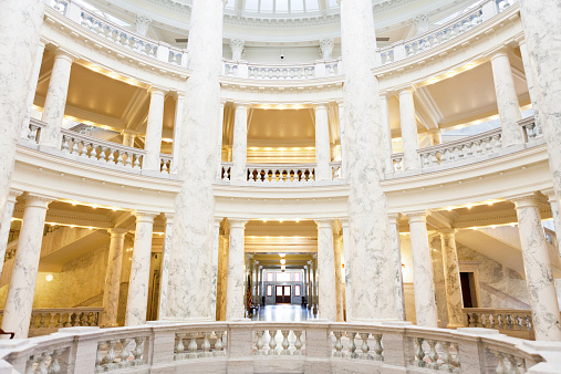 Architectural detail of the Idaho State Capitol Building in Boise, Idaho.