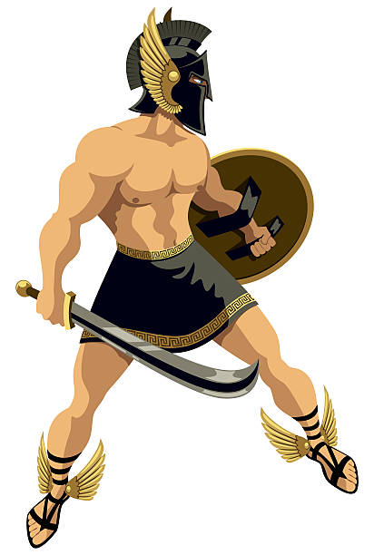 perseus auf weiß - roman mythology greek mythology mythological character perseus stock-grafiken, -clipart, -cartoons und -symbole