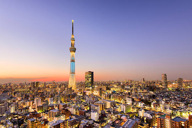 tokyo skyline der stadt - tokyo sky tree fotos stock-fotos und bilder