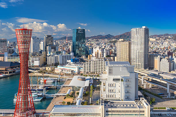 Kobe Japan Skyline Kobe, Japan harbor skyline. motomachi kobe stock pictures, royalty-free photos & images