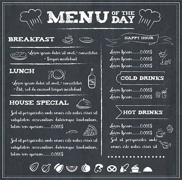 Vector illustration of Menu of the day