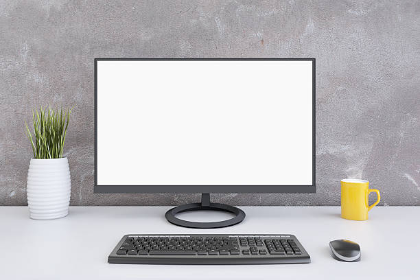 istock Close up of a  PC monitor, working setup 516183418