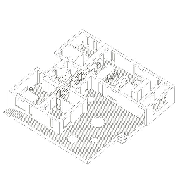 rumah isometrik di dalamnya - kamar mandi struktur bangunan ilustrasi ilustrasi stok