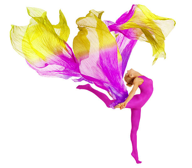 istock Acrobat Dancing Fabric, Flexible Woman Leotard, Gymnastics Dance, White 516185606