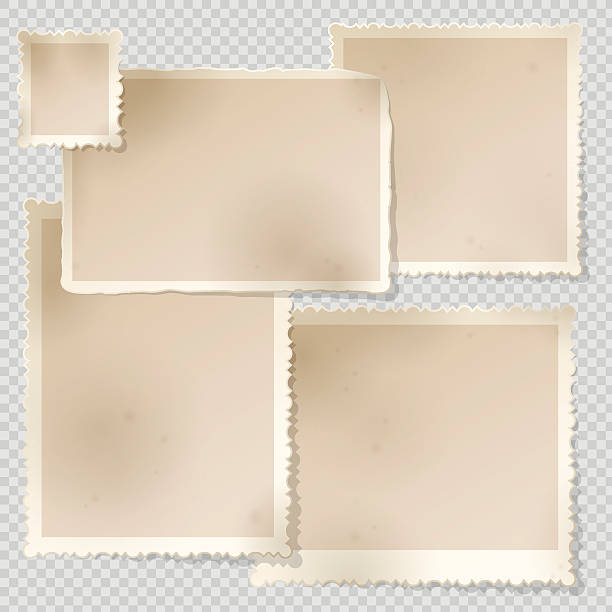 Old Photo Frame template with sharp transparent shadow. Photo frame templates with different aspect ratio. sepia toned photos stock illustrations