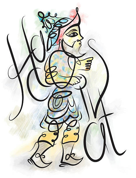 Turkish Culture, karagoz and hacivat Ramadan, a character from Turkish culture, hacivat hacivat karagoz stock illustrations
